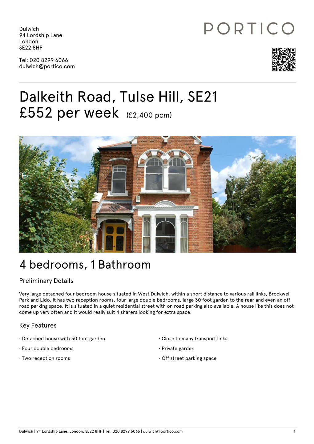 Dalkeith Road, Tulse Hill, SE21 £552 Per Week