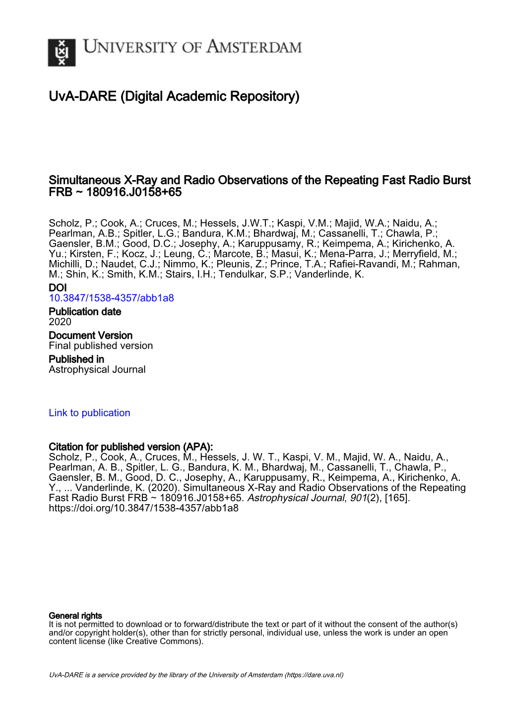 Simultaneous X-Ray and Radio Observations of the Repeating Fast Radio Burst FRB ∼ 180916.J0158+65