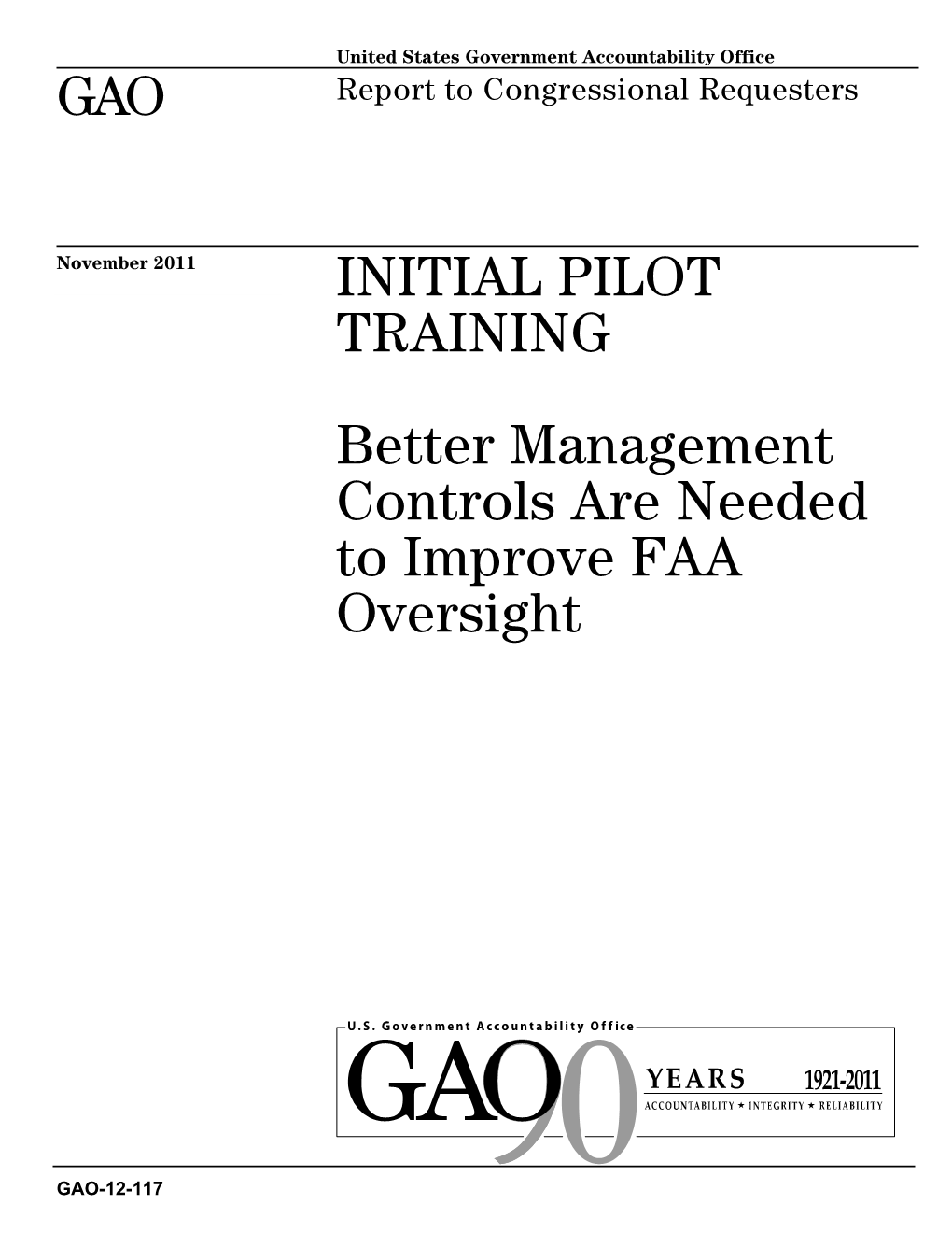 GAO-12-117 Initial Pilot Training