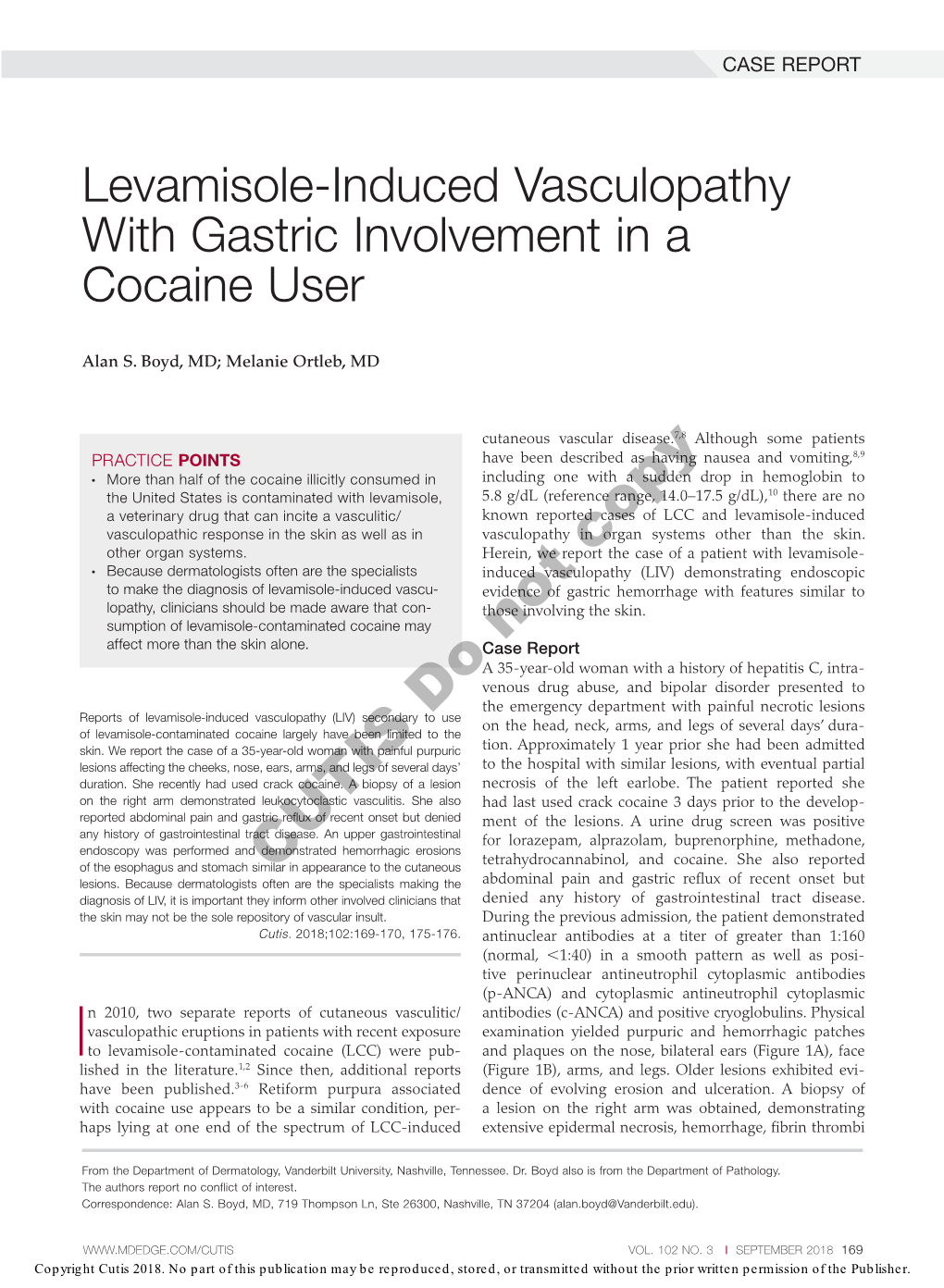 Levamisole-Induced Vasculopathy with Gastric Involvement in a Cocaine User