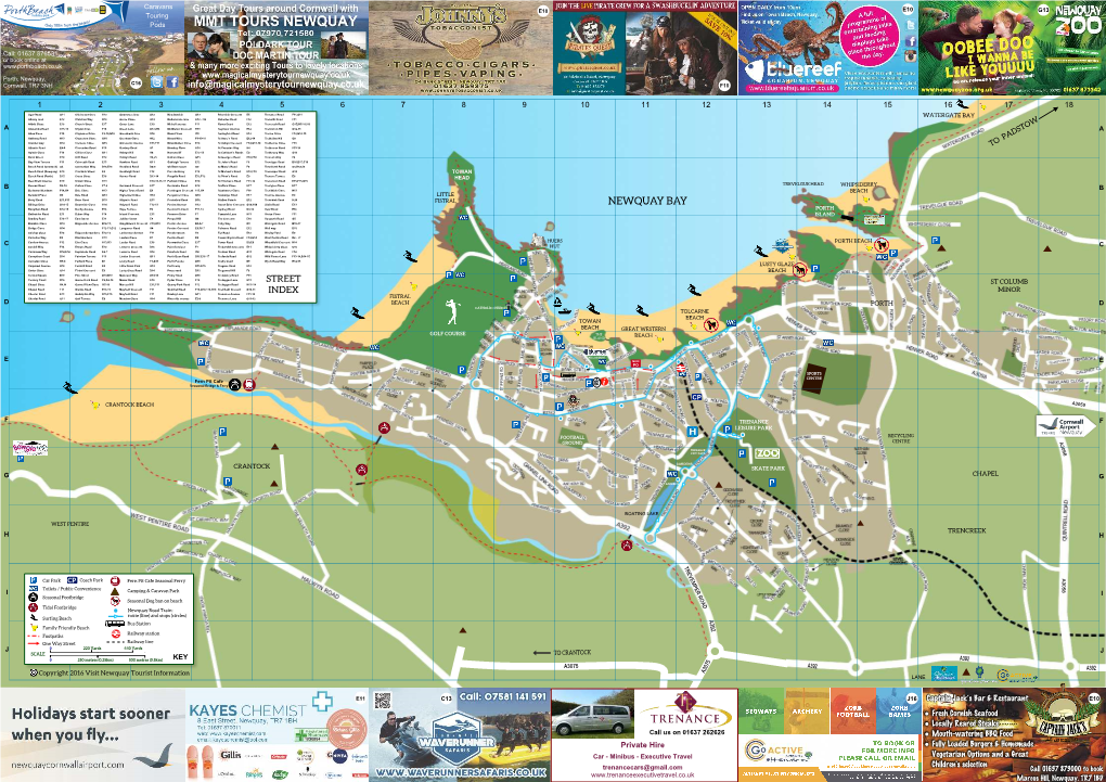 Newquay Map 2016 Just Front