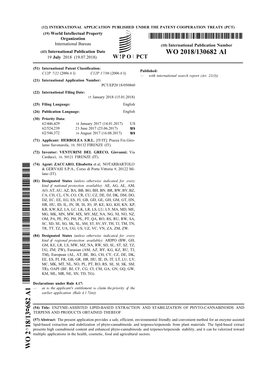 WO 2018/130682 Al 19 July 2018 (19.07.2018) W !P O PCT