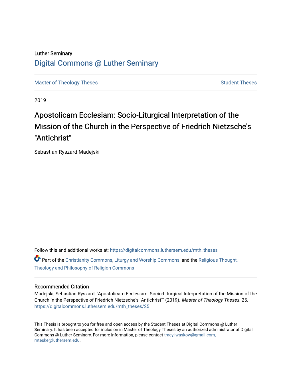 Apostolicam Ecclesiam: Socio-Liturgical Interpretation of the Mission of the Church in the Perspective of Friedrich Nietzsche's 