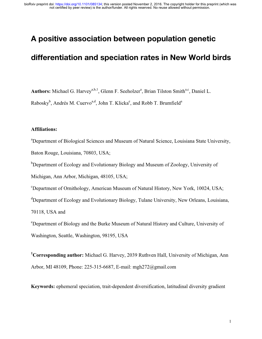 A Positive Association Between Population Genetic Differentiation