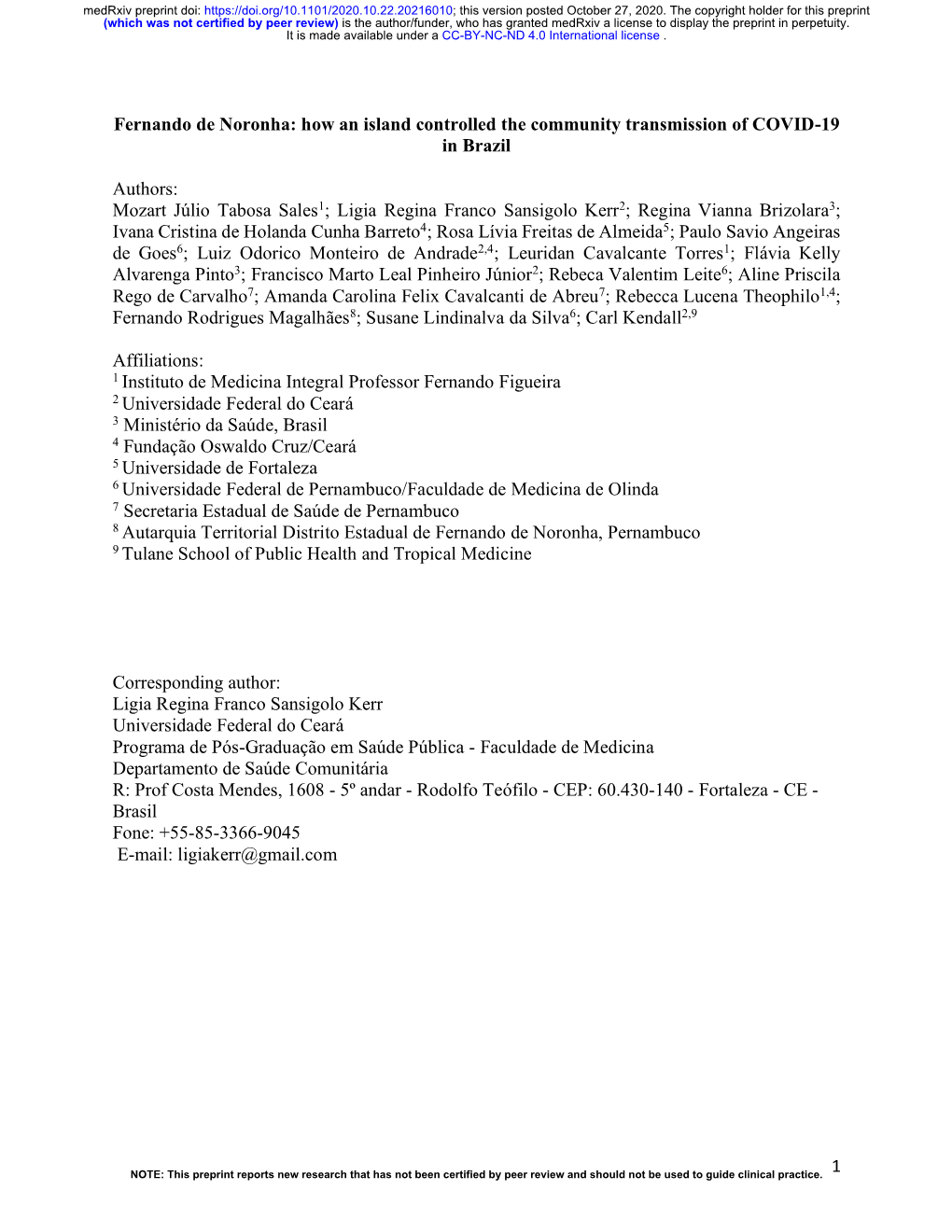 Fernando De Noronha: How an Island Controlled the Community Transmission of COVID-19 in Brazil