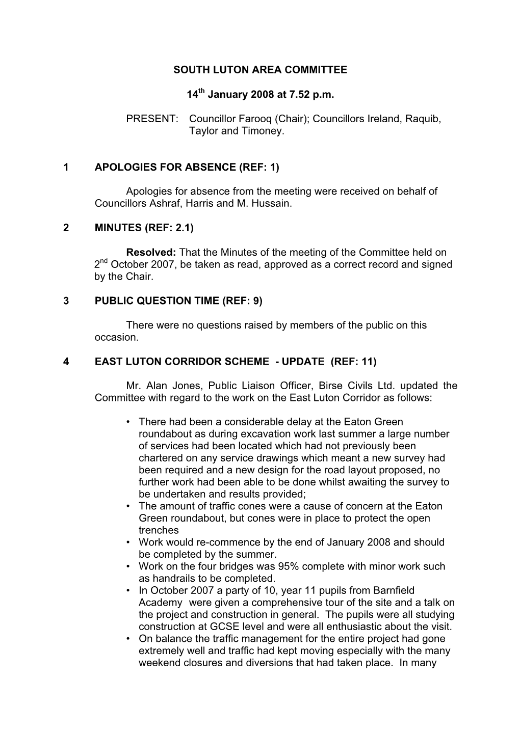 Dallow, Farley and South Area Committee