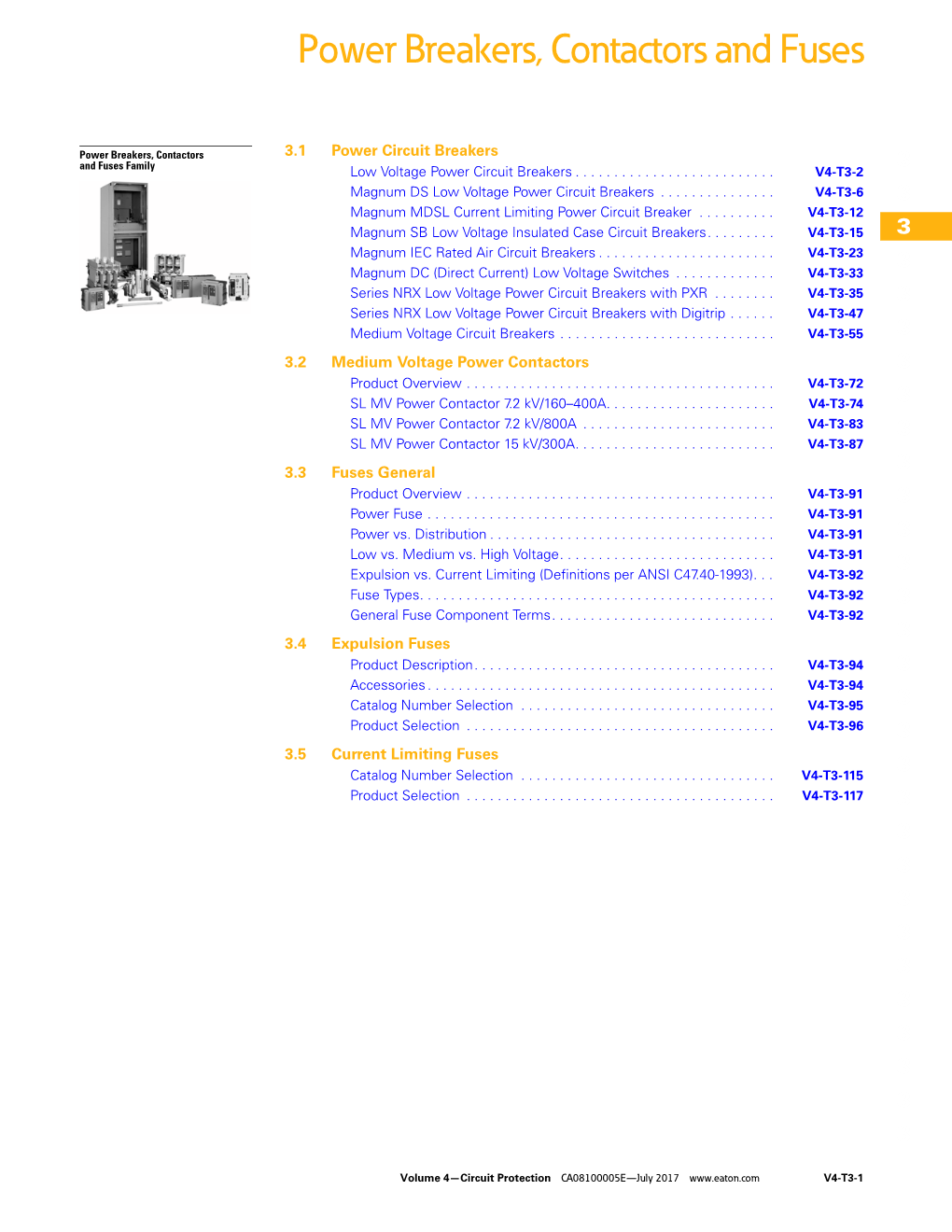 Power Breakers, Contactors and Fuses