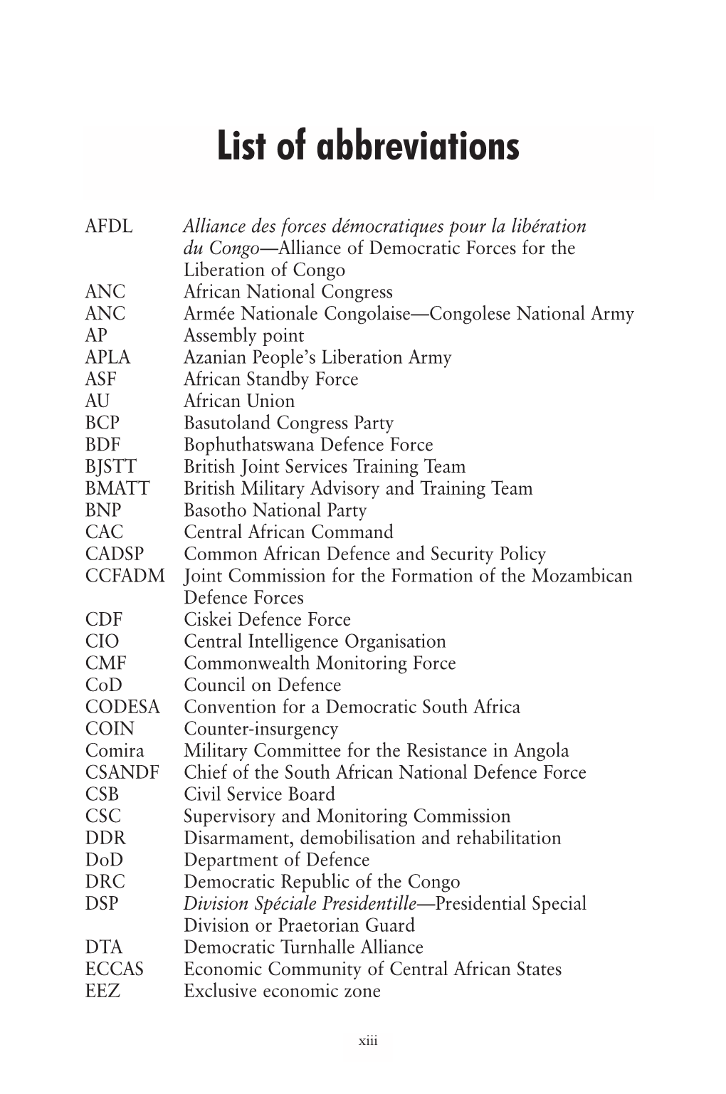 List of Abbreviations