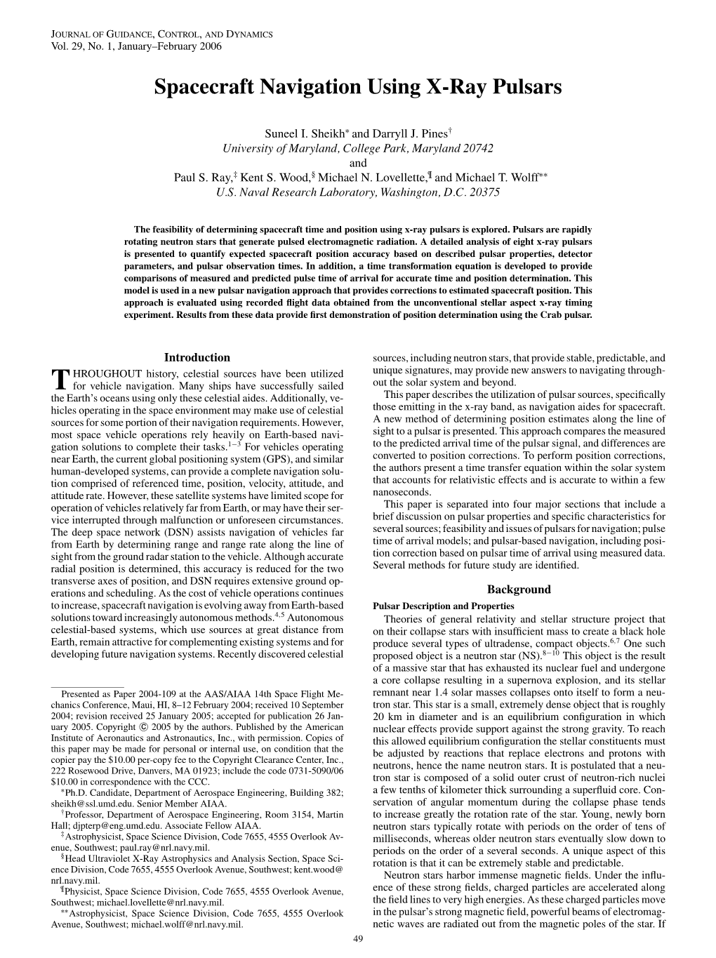 Spacecraft Navigation Using X-Ray Pulsars