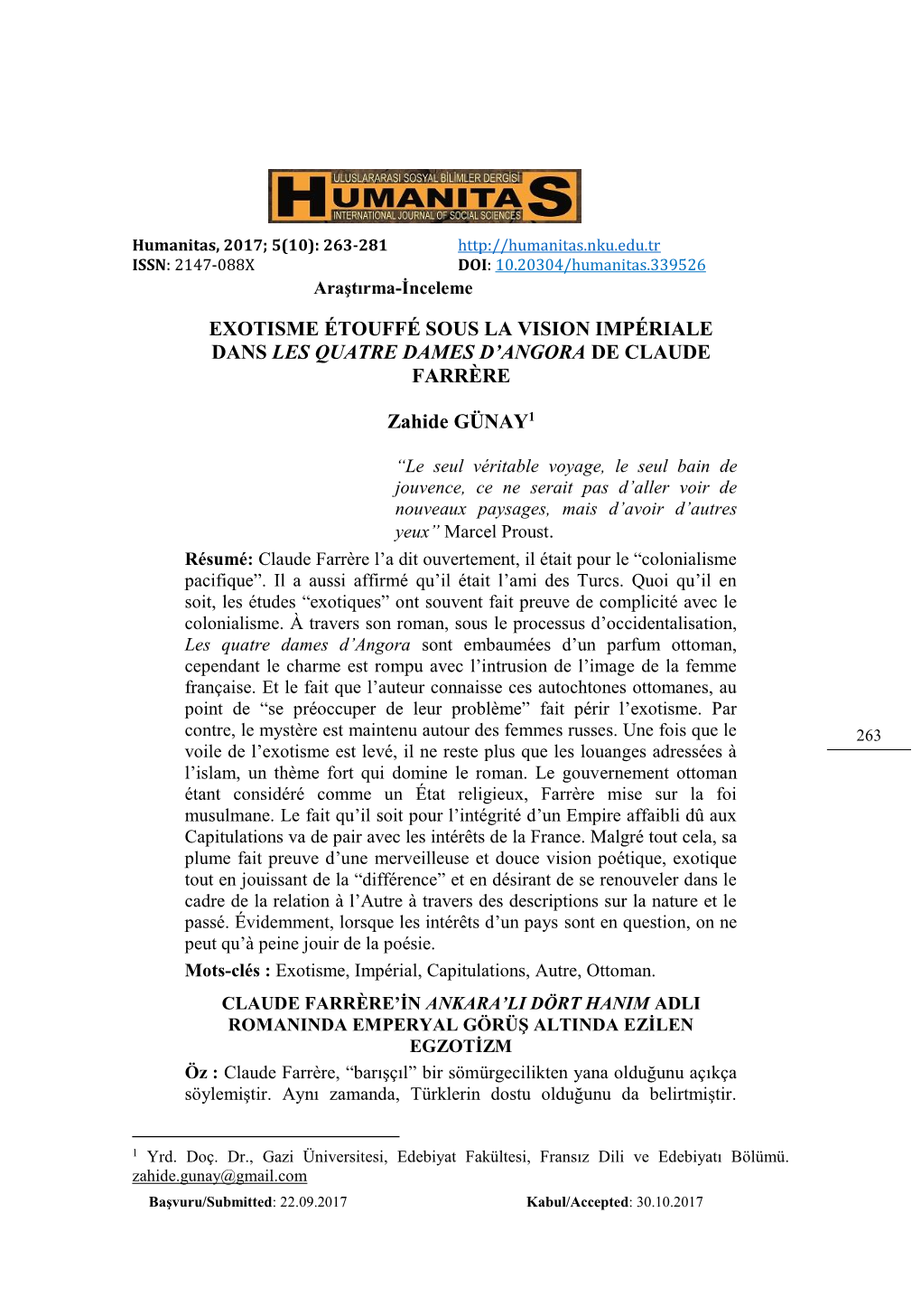 Exotisme Étouffé Sous La Vision Impériale Dans Les Quatre Dames D’Angora De Claude Farrère