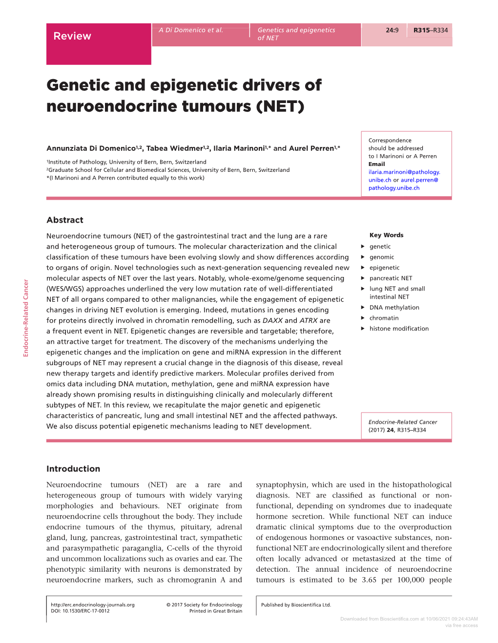 Downloaded from Bioscientifica.Com at 10/06/2021 09:24:43AM Via Free Access