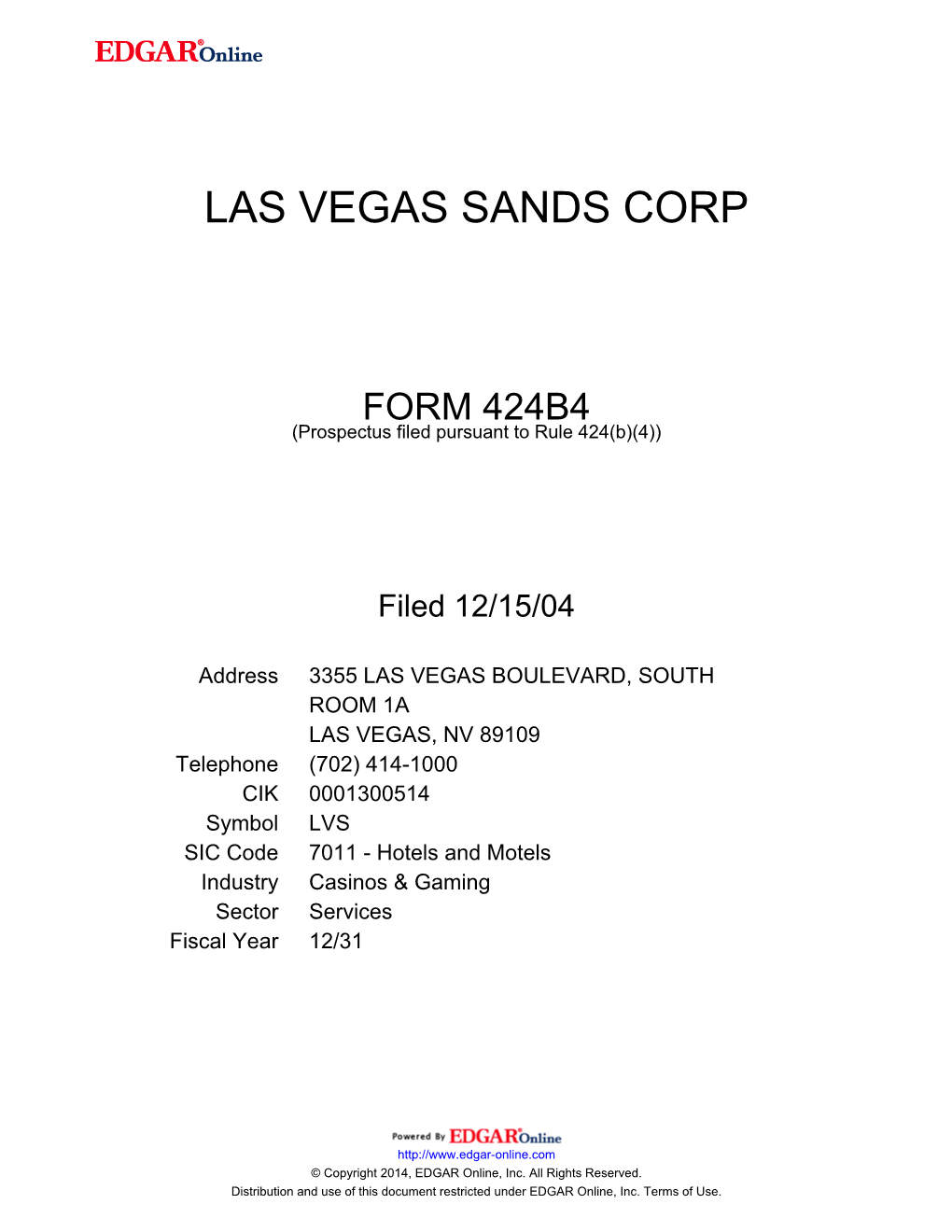 Las Vegas Sands Corp