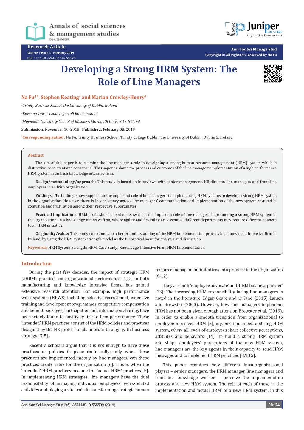 Developing a Strong HRM System: the Role of Line Managers