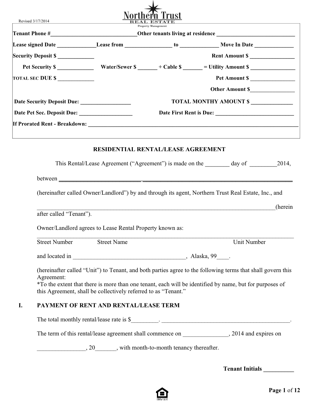 Residential Rental/Lease Agreement