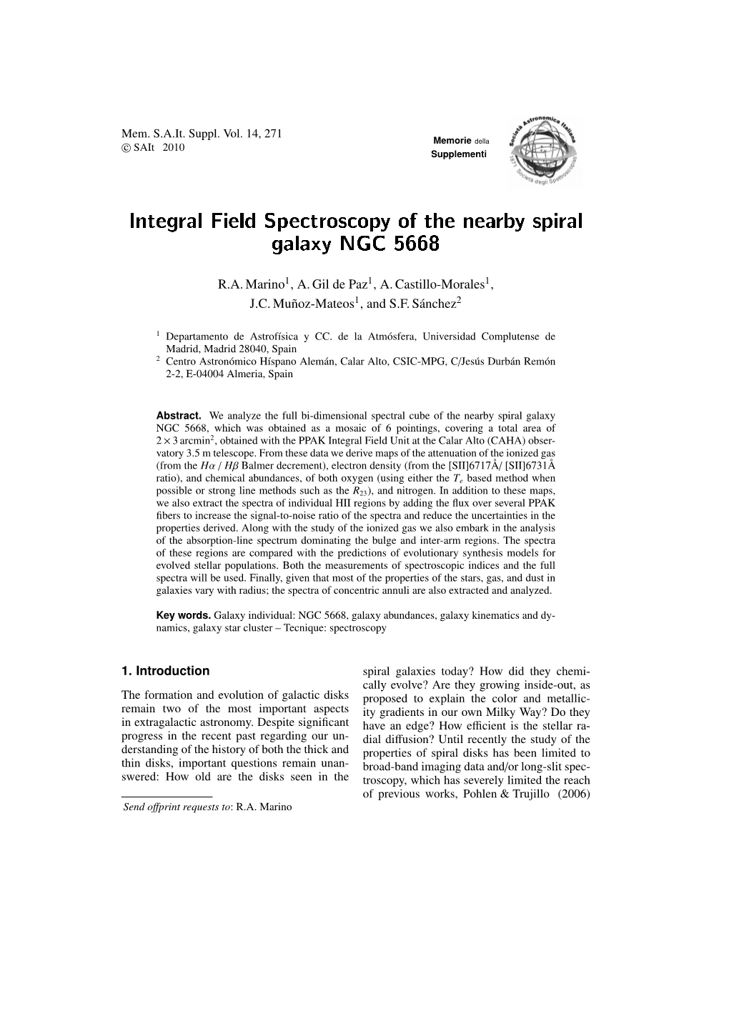 Integral Field Spectroscopy of the Nearby Spiral Galaxy NGC 5668