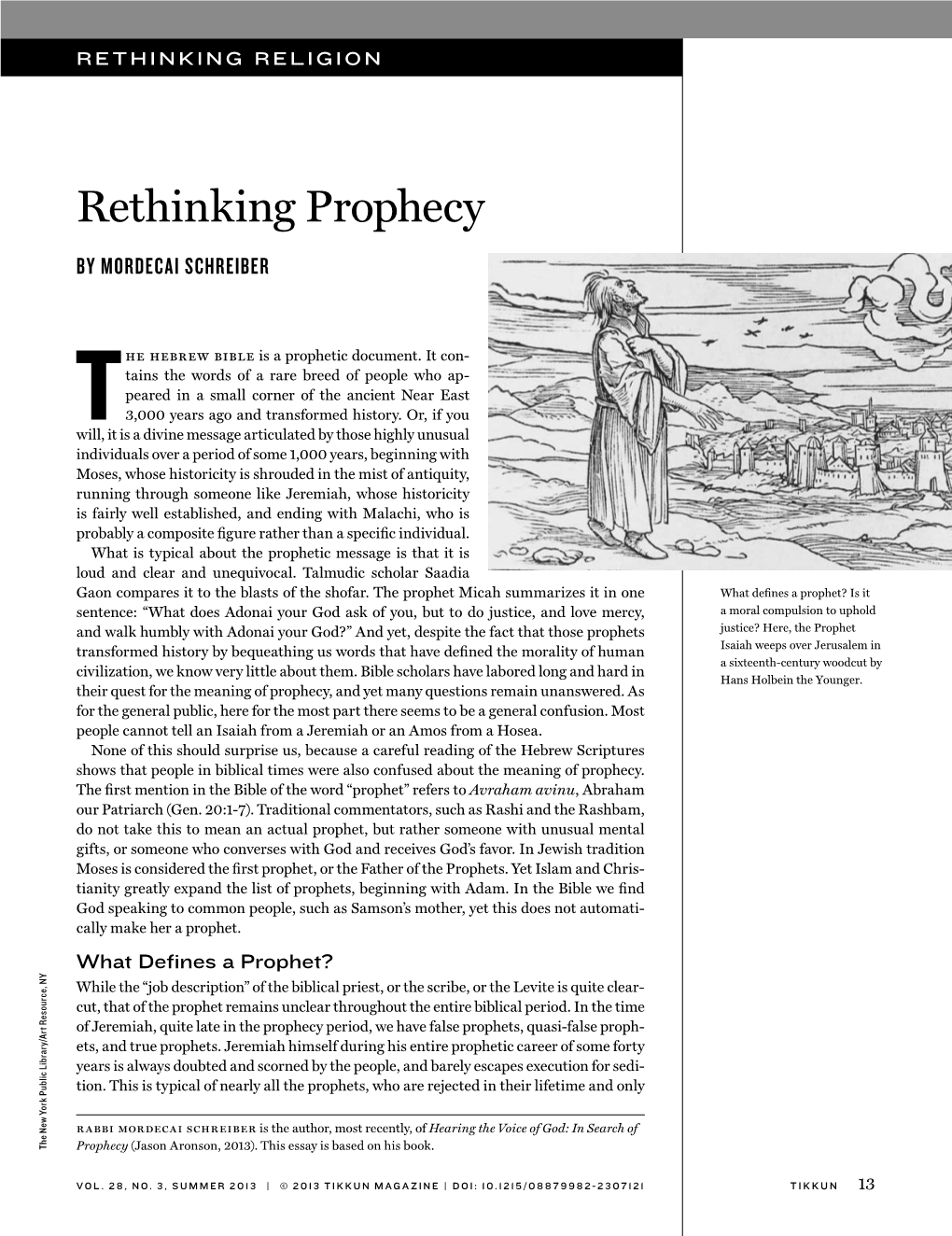 Rethinking Prophecy by MORDECAI SCHREIBER