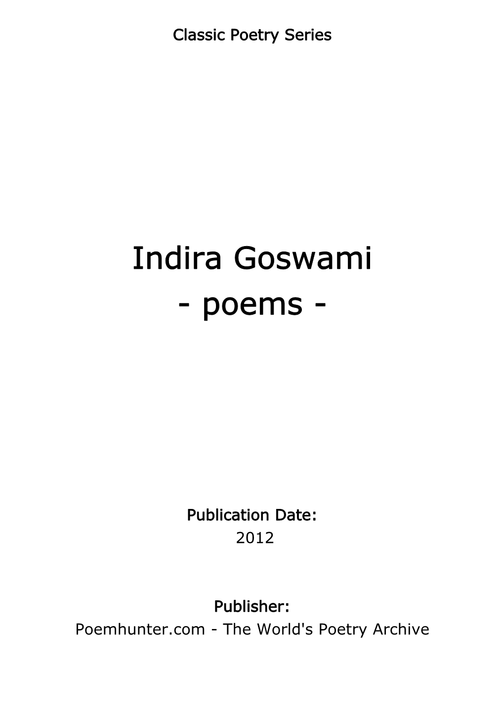 Indira Goswami - Poems