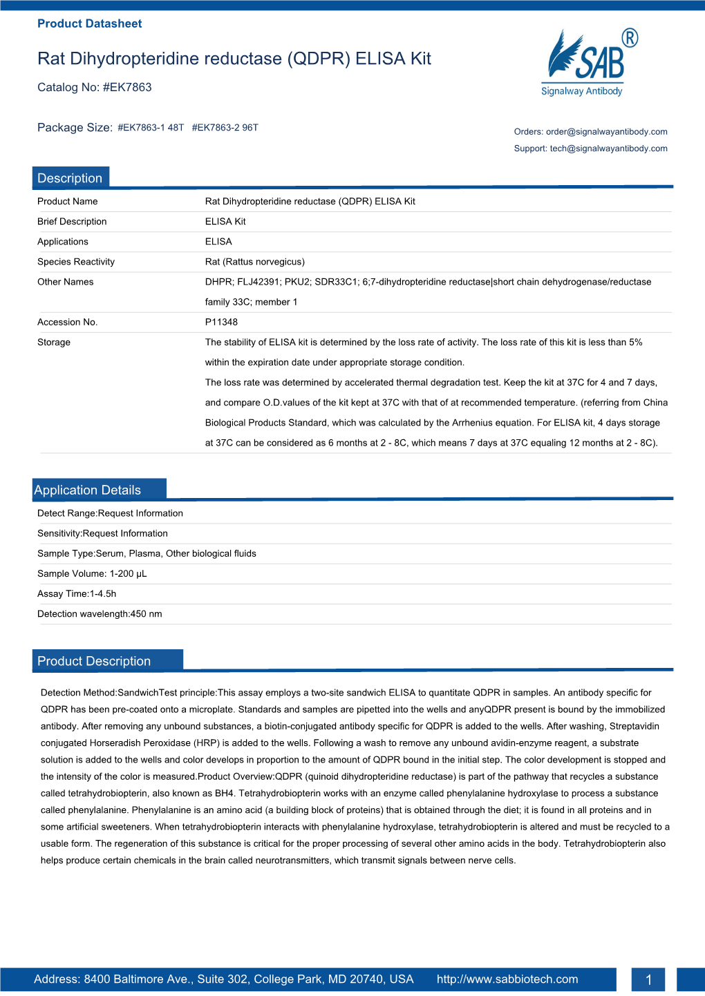 Rat Dihydropteridine Reductase (QDPR) ELISA Kit