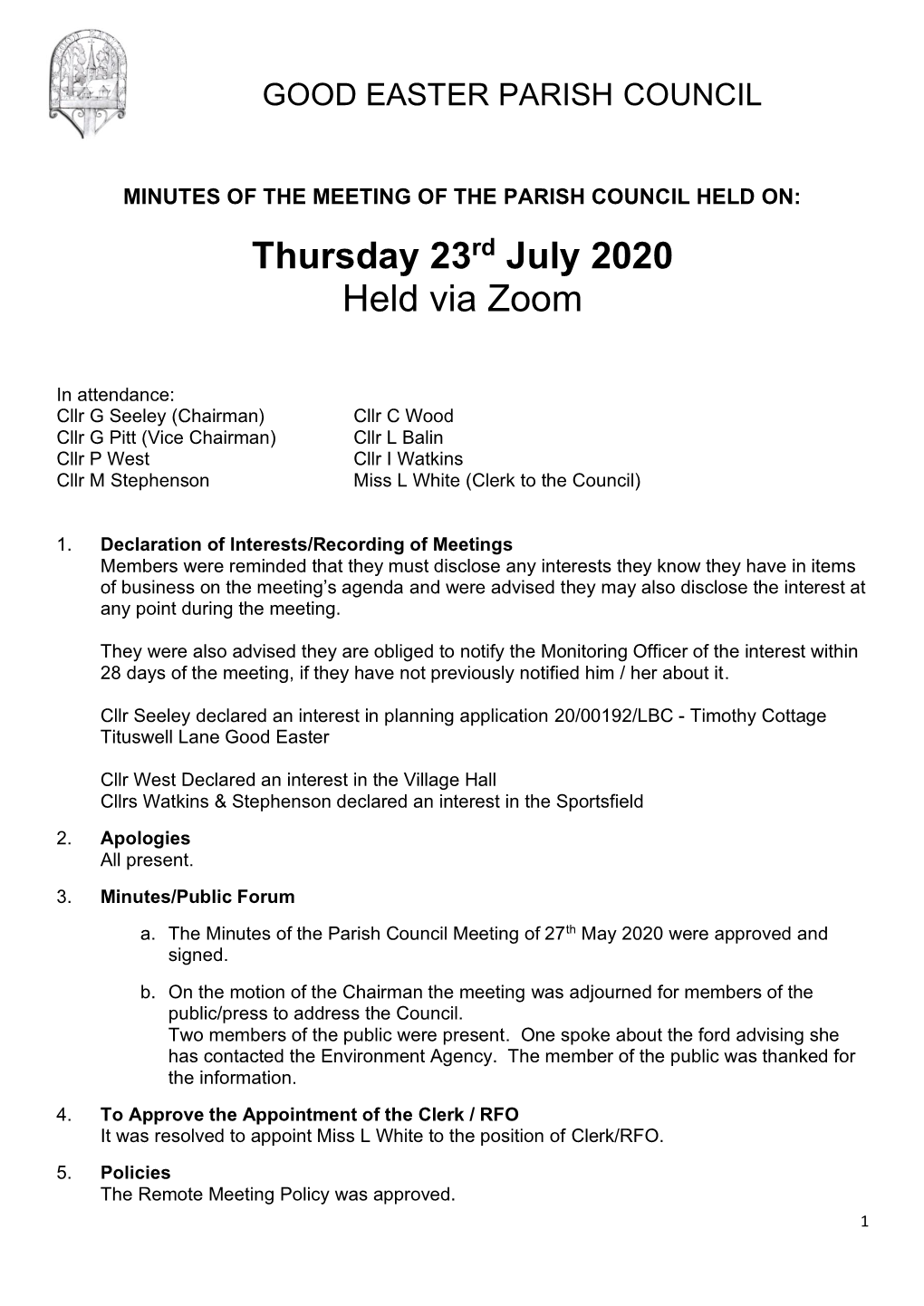 GEPC Meeting Minutes July 23Rd 2020