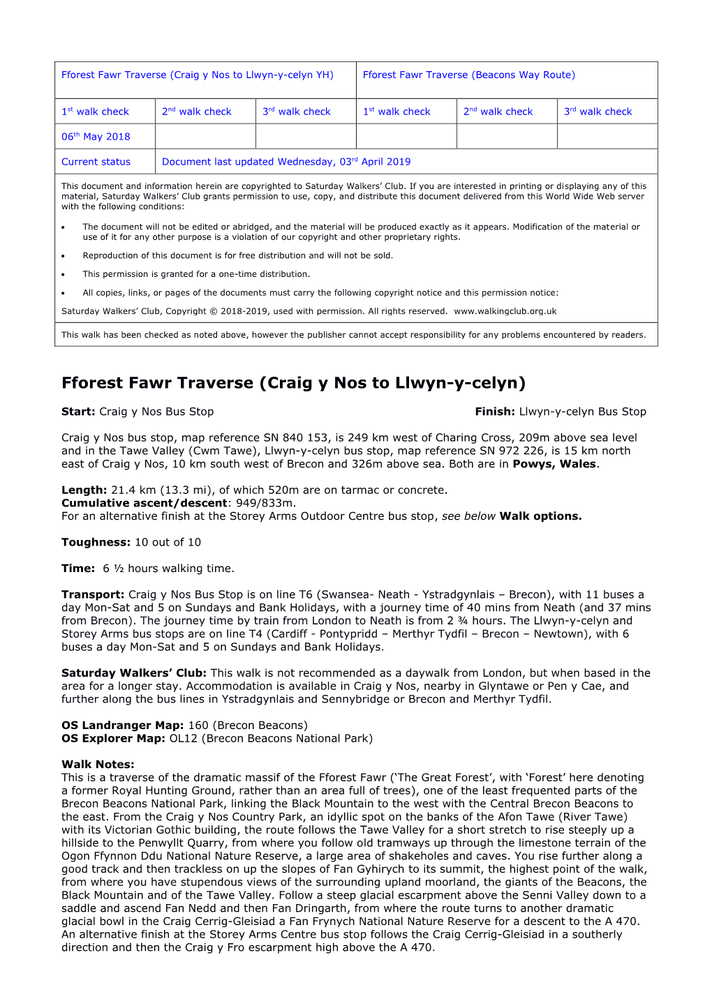 Fforest Fawr Traverse (Craig Y Nos to Llwyn-Y-Celyn)