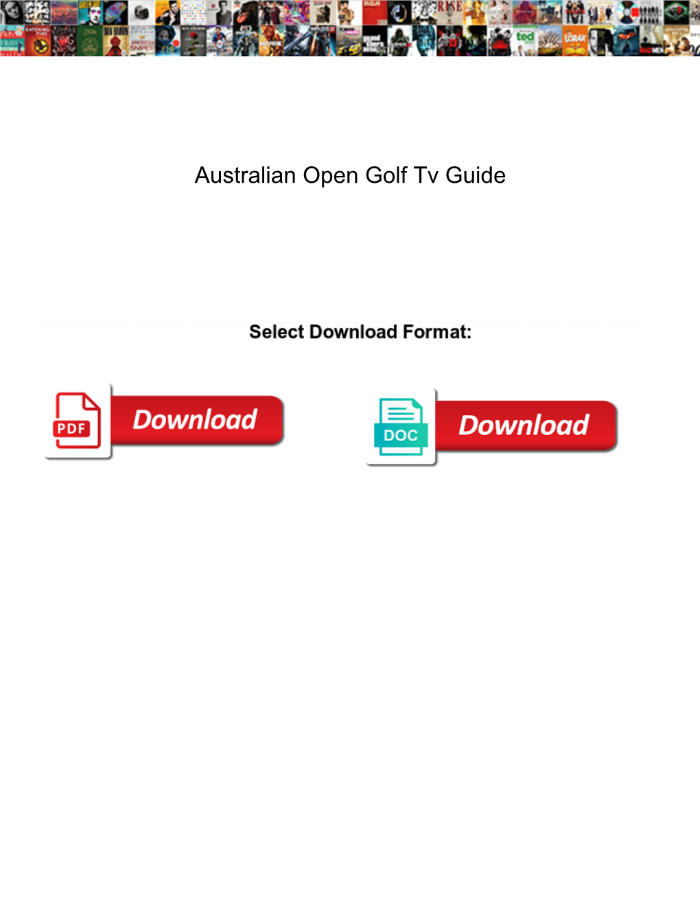 Australian Open Golf Tv Guide