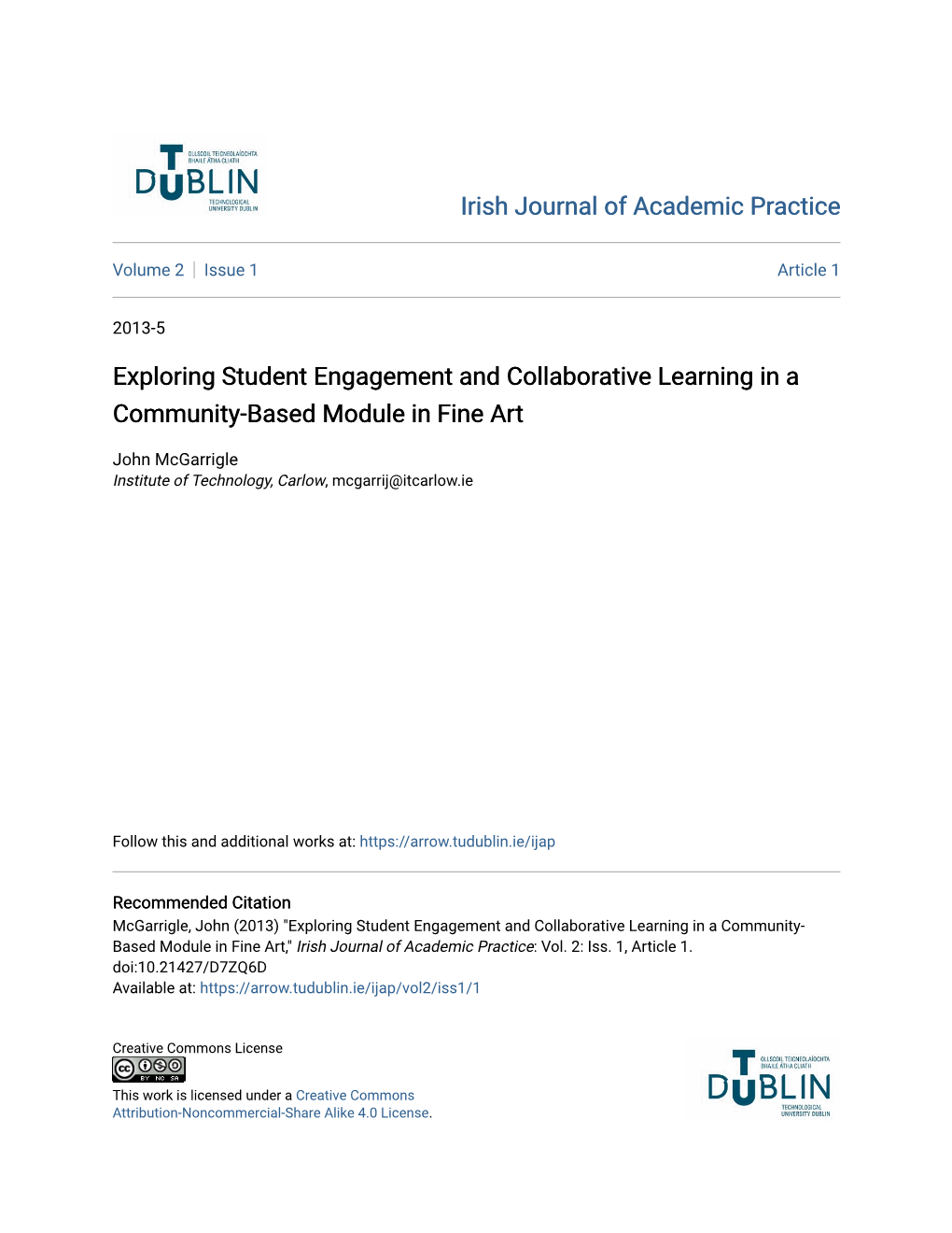 Exploring Student Engagement and Collaborative Learning in a Community-Based Module in Fine Art