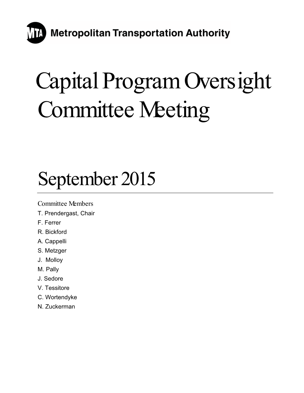 Capital Program Oversight Committee Meeting