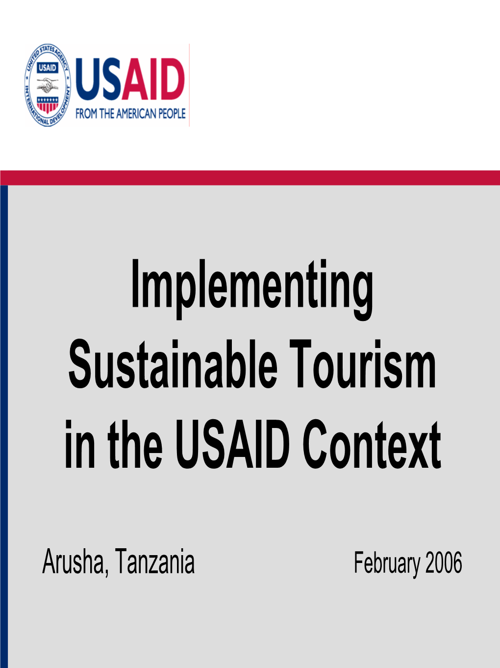 Implementing Sustainable Tourism in the USAID Context