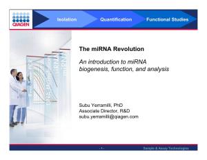 The Mirna Revolution an Introduction to Mirna Slide Deck