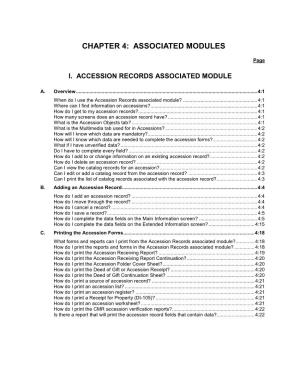 I. Accession Records Associated Module