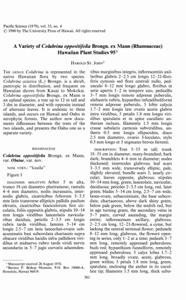 A Variety of Coluhrina Oppositifolia Brongn. Ex Mann (Rhamnaceae) Hawaiian Plant Studies 95 1