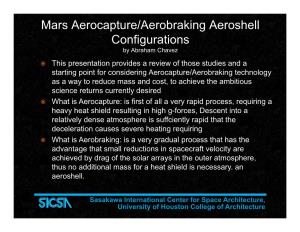 Mars Aerocapture/Aerobraking Aeroshell Configurations by Abraham Chavez