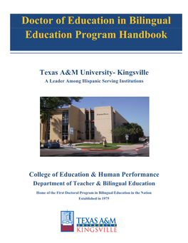 Doctor of Education in Bilingual Education Program Handbook