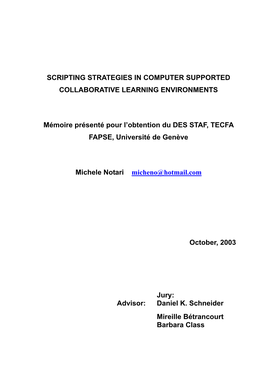 Scripting Strategies in Computer Supported Collaborative Learning Environments
