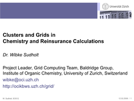 Clusters and Grids in Chemistry and Reinsurance Calculations