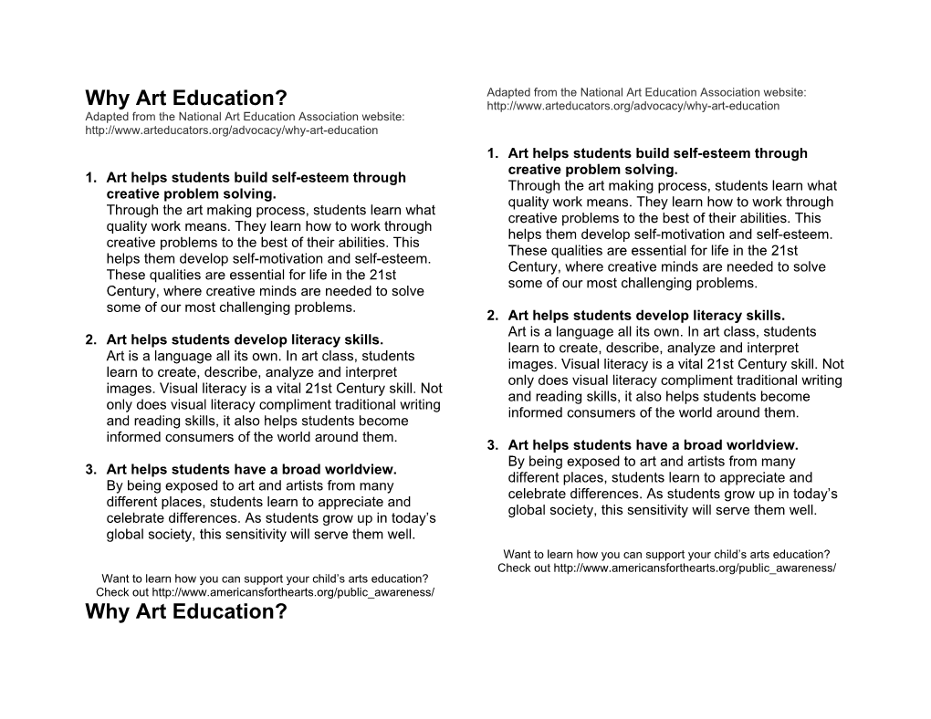 Why Arts Education