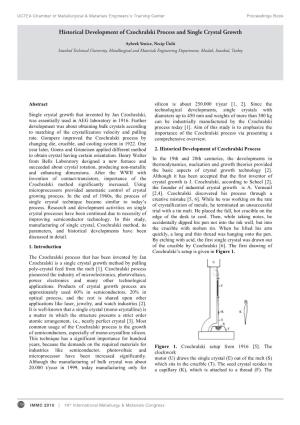 Historical Development of Czochralski Process and Single Crystal Growth
