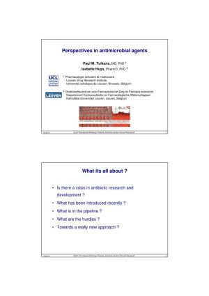 Perspectives in Antimicrobial Agents What Its All About ?