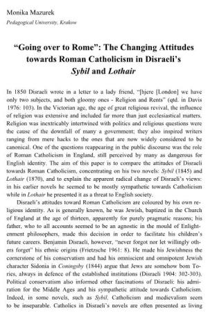 The Changing Attitudes Towards Roman Catholicism in Disraeli's