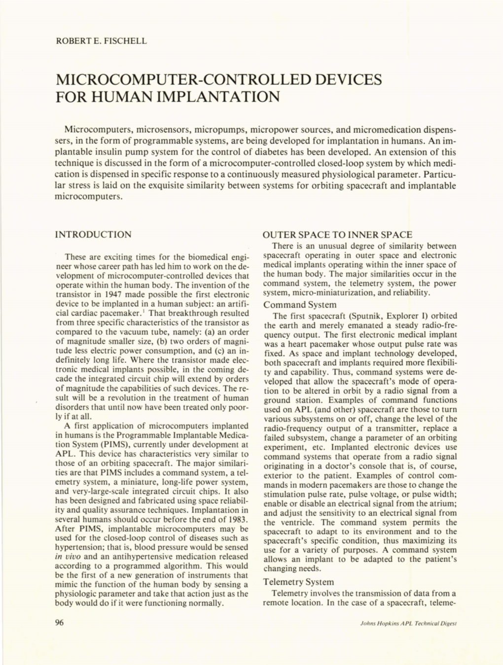 Microcomputer-Controlled Devices for Human Implantation