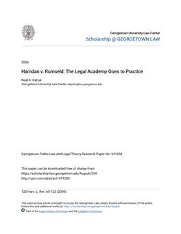 Hamdan V. Rumseld: the Legal Academy Goes to Practice