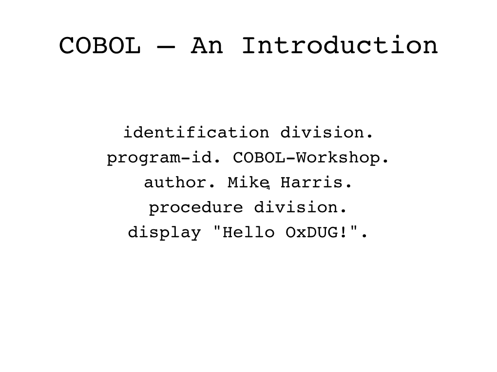 COBOL – an Introduction