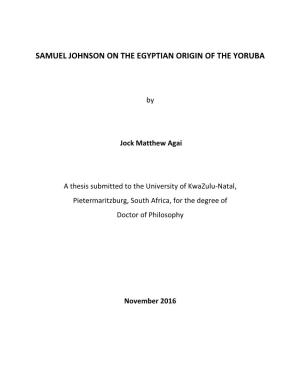 Samuel Johnson on the Egyptian Origin of the Yoruba