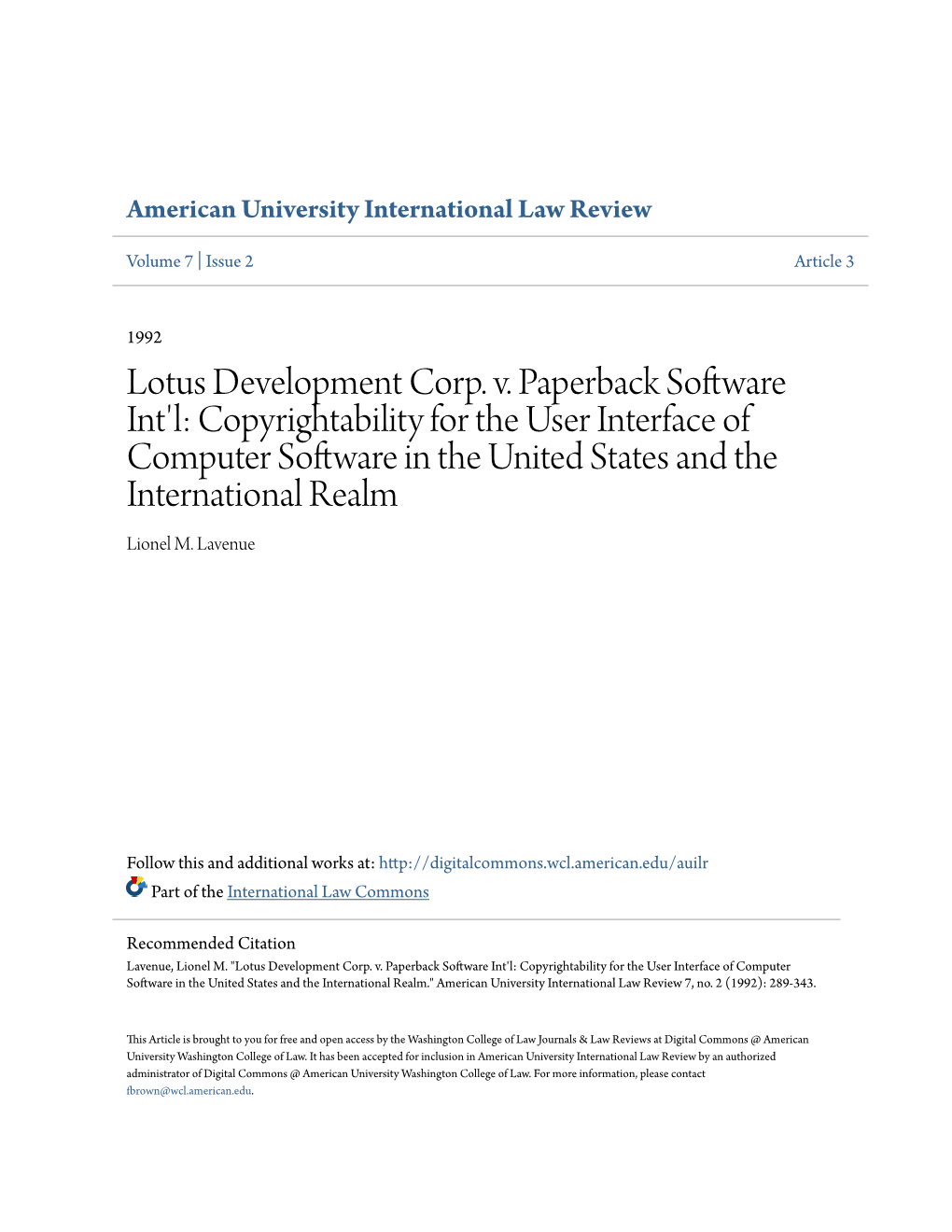 Lotus Development Corp. V. Paperback Software Int'l