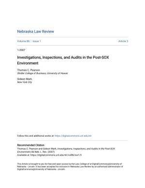 Investigations, Inspections, and Audits in the Post-SOX Environment