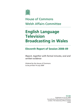 English Language Television Broadcasting in Wales