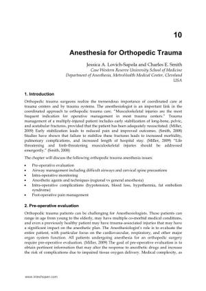 Anesthesia for Orthopedic Trauma