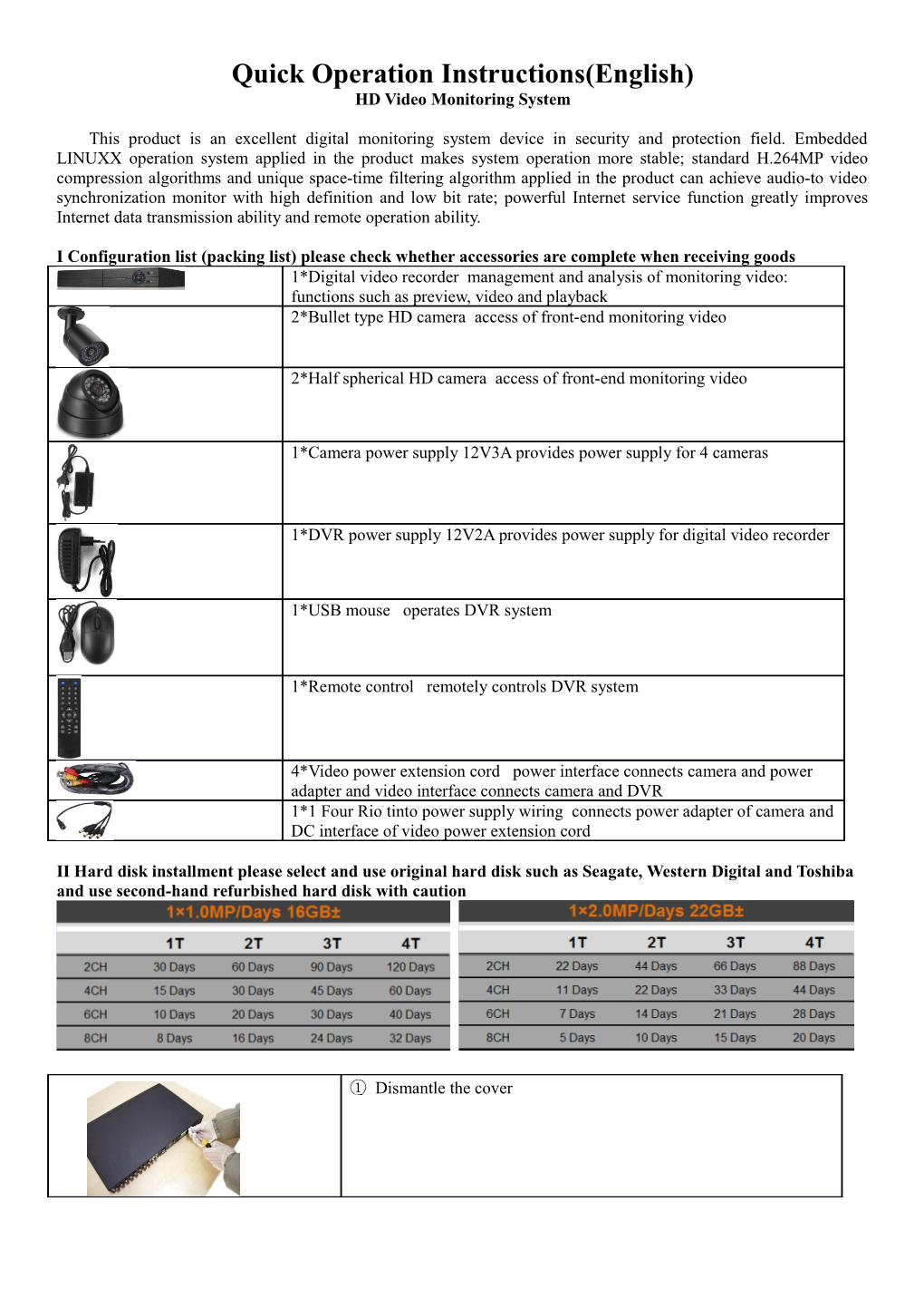 Quick Operation Instructions(English)