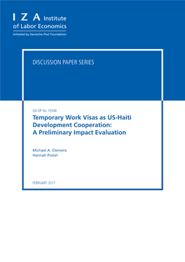 Temporary Work Visas As US-Haiti Development Cooperation: a Preliminary Impact Evaluation