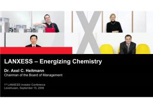 LANXESS – Energizing Chemistry